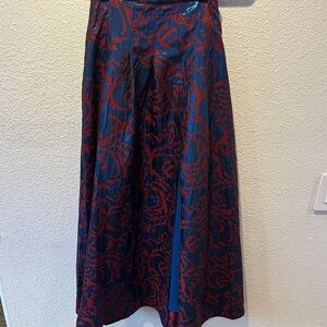 NWT Maeve - Anthropologie Red and Blue A-Line Slit Skirt
